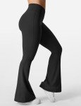 YEOREO Kalie Flare Scrunch Leggings for Women V Cross Waist Bell Bottom Yoga Pants Tummy Control Bootcut Workout Leggings Black S
