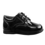 Josmo Baby Boys’ Dress Shoes – Casual Leatherette Derby Walking Shoes (Infant/Toddler), Size 4 Toddler, Black Patent