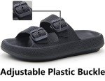 Weweya Athletic Sport Cushion Foam Sandal 2 Buckle Adjustable Plastic Pillow Slipper Casual Family Home Bath Shower Shoe Massage Pool Gym Slipper Black Men Size 7 7.5 8 Women Size 8 8.5 9
