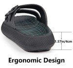 Weweya Athletic Sport Cushion Foam Sandal 2 Buckle Adjustable Plastic Pillow Slipper Casual Family Home Bath Shower Shoe Massage Pool Gym Slipper Black Men Size 7 7.5 8 Women Size 8 8.5 9