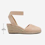 DREAM PAIRS Women's Nude Closed Toe Elastic Ankle Strap Espadrilles Wedge Sandals Size 7 M US Amanda-1