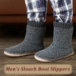 cosyone1997 Cozy Boot Slippers for Men Indoor, Fuzzy House Shoes with Non Slip Gripper Soles, Soft Warm Moccasin Socks, Winter Gifts for Christmas Unique, Grey Adult Size 10-11