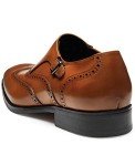 FRASOICUS Men ’s Dress Shoes Genuine Leather Monk Strap Wingtip Formal Shoes Slip-On Loafer 8.5 Brown