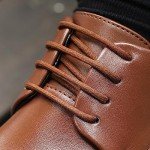 Stepace 1/8" Waxed Round Shoe Laces, [2 Pair] Oxford Shoelaces for Boots and Dress Shoes Brown-96