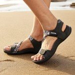 MEGNYA Sport Sandals for Womens, Walking Casual Adjustable Sandals with Cushion Rubber Sole Camouflage Size 8.5