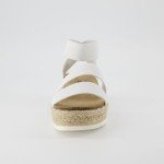 CUSHIONAIRE Women's Mandy Cork Espadrille Platform Sandal - Strappy Wedge with Arch Support, White 8