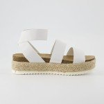 CUSHIONAIRE Women's Mandy Cork Espadrille Platform Sandal - Strappy Wedge with Arch Support, White 8