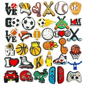 35PCS Shoe Charms Fits for Boy, Sports, Game,Basketball,Football, Baseball Shoes Decorations for Kids Boys Teens Men Birthday Party Gifts Christmas