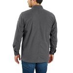 Carhartt Men's Rugged Flex Relaxed Fit Canvas Fleece-Lined Snap-Front Shirt Jac, Shadow, Large