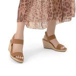 DREAM PAIRS Womens Open Toe Espadrilles Dressy Platform Sandals Slip on Elastic Ankle Strap Wedges Sandals SDPW222W Camel Size 9.5