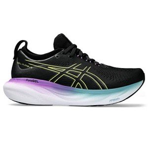 ASICS Women's Gel-Nimbus 25 Running Shoes, 8.5, Black/Glow Yellow