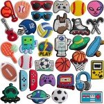 monochef Shoe Charms for Boys Teens: 35pcs Cute Shoe Decoration Charms for Shoes Bracelet Wristband Clog Sandals Party Favors Gifts Kids Adults Basketball Soccer Game Sports