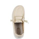 Hey Dude Girl's Wendy Stretch Canvas Off White Size 2 | Youth's Shoes | Youth Slip-on Loafers | Comfortable & Light-Weight