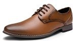Vostey Men's Dress Shoes Formal Oxford Shoes Classic Lace Up Derby Shoes(B5A099B Polished Brown 9.5)