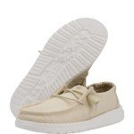 Hey Dude Girl's Wendy Stretch Canvas Off White Size 2 | Youth's Shoes | Youth Slip-on Loafers | Comfortable & Light-Weight