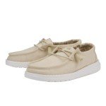 Hey Dude Girl's Wendy Stretch Canvas Off White Size 2 | Youth's Shoes | Youth Slip-on Loafers | Comfortable & Light-Weight