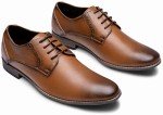 Vostey Men's Dress Shoes Formal Oxford Shoes Classic Lace Up Derby Shoes(B5A099B Polished Brown 9.5)