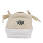 Hey Dude Girl's Wendy Stretch Canvas Off White Size 2 | Youth's Shoes | Youth Slip-on Loafers | Comfortable & Light-Weight