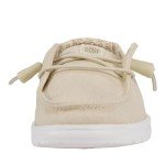 Hey Dude Girl's Wendy Stretch Canvas Off White Size 2 | Youth's Shoes | Youth Slip-on Loafers | Comfortable & Light-Weight