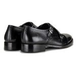Lethato Handcrafted Men's Captoe Double Monk Strap Genuine Leather Modern Classic Dress Shoes- Black