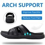 COFACE Mens Sport Recovery Sandals Plantar Fasciitis Soft Cushion Lightweight Orthotic Slides for Men AllBlack Size 11