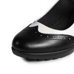 DREAM PAIRS Women's Oxfords Mary Jane Dress Shoes Heels for Women,Size 8,Black/White-PU,SDOX2301W