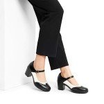 DREAM PAIRS Women's Oxfords Mary Jane Dress Shoes Heels for Women,Size 8,Black/White-PU,SDOX2301W