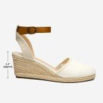 DREAM PAIRS Wedge Sandals for Women, Espadrilles Wedges Closed Toe Sandals with Ankle Strap White Size 9 Amanda-3