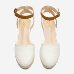 DREAM PAIRS Wedge Sandals for Women, Espadrilles Wedges Closed Toe Sandals with Ankle Strap White Size 9 Amanda-3