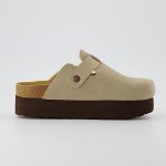 CUSHIONAIRE Women's Loom Cork Footbed Platform Clog – Comfortable Vegan Leather, Arch Support, All-Day Comfort, Platform Sandals Women, Stone 11W