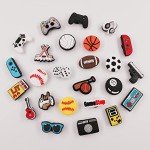YMHOETS 25 Pieces Sports Shoe Charms for Clogs Pins for Boys Girls Game Controller Basketball Soccer Softball Baseball Shoe Decorations Charms Accessories for Men Women