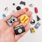 YMHOETS 25 Pieces Sports Shoe Charms for Clogs Pins for Boys Girls Game Controller Basketball Soccer Softball Baseball Shoe Decorations Charms Accessories for Men Women