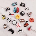 YMHOETS 25 Pieces Sports Shoe Charms for Clogs Pins for Boys Girls Game Controller Basketball Soccer Softball Baseball Shoe Decorations Charms Accessories for Men Women