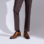 Jousen Men's Dress Shoes Leather Wingtip Formal Business Oxford Shoes Brogue Retro Derby Dress Shoes for Men (RMY9215 yellowbrown 11)