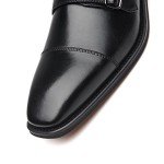 La Milano Mens Double Monk Strap Slip on Loafer Cap Toe Leather Oxford Formal Business Casual Comfortable Dress Shoes for Men