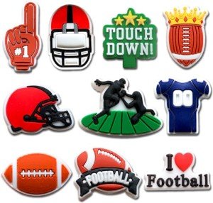 10Pcs Football Shoe Charms for Clog Sandals Bracelets Decoration, Sports Ball Charms (Football)