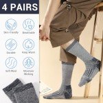 4 Pairs Wool Socks for Men Women - Warm Winter Cozy Merino Wool Socks, Thick Knit Thermal Hiking Socks Boot Socks Crew Socks for Men Women