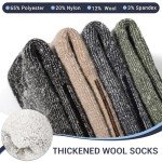 4 Pairs Wool Socks for Men Women - Warm Winter Cozy Merino Wool Socks, Thick Knit Thermal Hiking Socks Boot Socks Crew Socks for Men Women