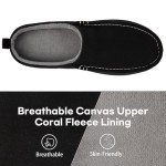 LongBay Men's Canvas Moccasin Slippers Slip on Memory Foam Clog House Shoes for Indoor Outdoor Black, 9-10