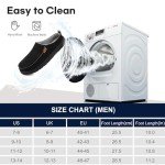 LongBay Men's Canvas Moccasin Slippers Slip on Memory Foam Clog House Shoes for Indoor Outdoor Black, 9-10