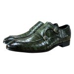 Mens Double Monk Strap Slip on Loafer Leather Formal Business Casual Comfortable Dress Shoes for Men Green 12 US