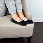 Dearfoams Women's Katie Microfiber Velour Espadrille Slipper, Black, Medium