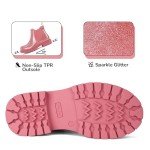 K KomForme Girls Glitter Ankle Boots Side Zipper Chelsea Booties Lug Sole (Toddler/Little Kids/Big Kids)