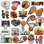 Ella & Emma 50Pcs Basketball Shoe Charms, Sports Team Shoe Pins Decorations Charms for Kids Boys. Shoes Charms Accessories For Clog Wristband Bracelet Girls Boys Teens Kids Birthday Party Favor Gifts,