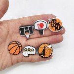 Ella & Emma 50Pcs Basketball Shoe Charms, Sports Team Shoe Pins Decorations Charms for Kids Boys. Shoes Charms Accessories For Clog Wristband Bracelet Girls Boys Teens Kids Birthday Party Favor Gifts,