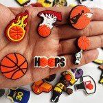 Ella & Emma 50Pcs Basketball Shoe Charms, Sports Team Shoe Pins Decorations Charms for Kids Boys. Shoes Charms Accessories For Clog Wristband Bracelet Girls Boys Teens Kids Birthday Party Favor Gifts,