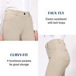BALEAF Womens Khaki Work Pants Yoga Dress Pants Bootcut Pull On Slacks Petite Business Casual Office Trouser Pockets 29" L