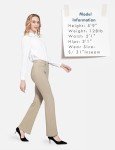 BALEAF Womens Khaki Work Pants Yoga Dress Pants Bootcut Pull On Slacks Petite Business Casual Office Trouser Pockets 29" L