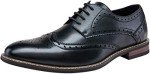 Jousen Men's Dress Shoes Wingtip Brogue Oxford Formal Shoes for Men Business Derby Shoes (AMY601 Black 10)