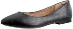 Amazon Essentials Women's Pointed-Toe Ballet Flat, Black Faux Leather, 9